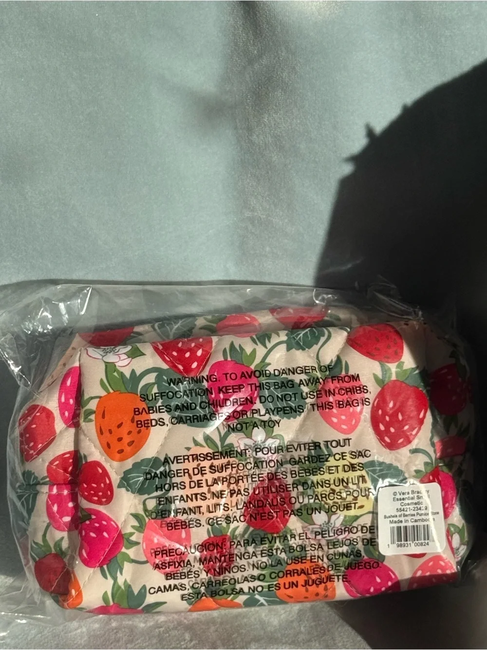 NWT Vera Bradley Essentials Small Cosmetic Bag Ultralight, Bushels of Berries